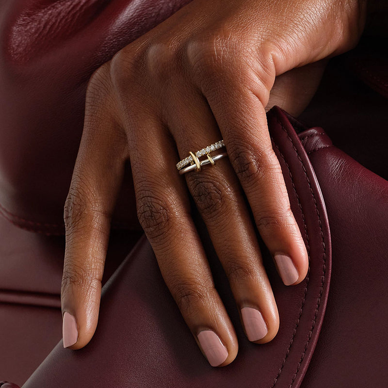 Person wearing Duo ring with part of hand showing