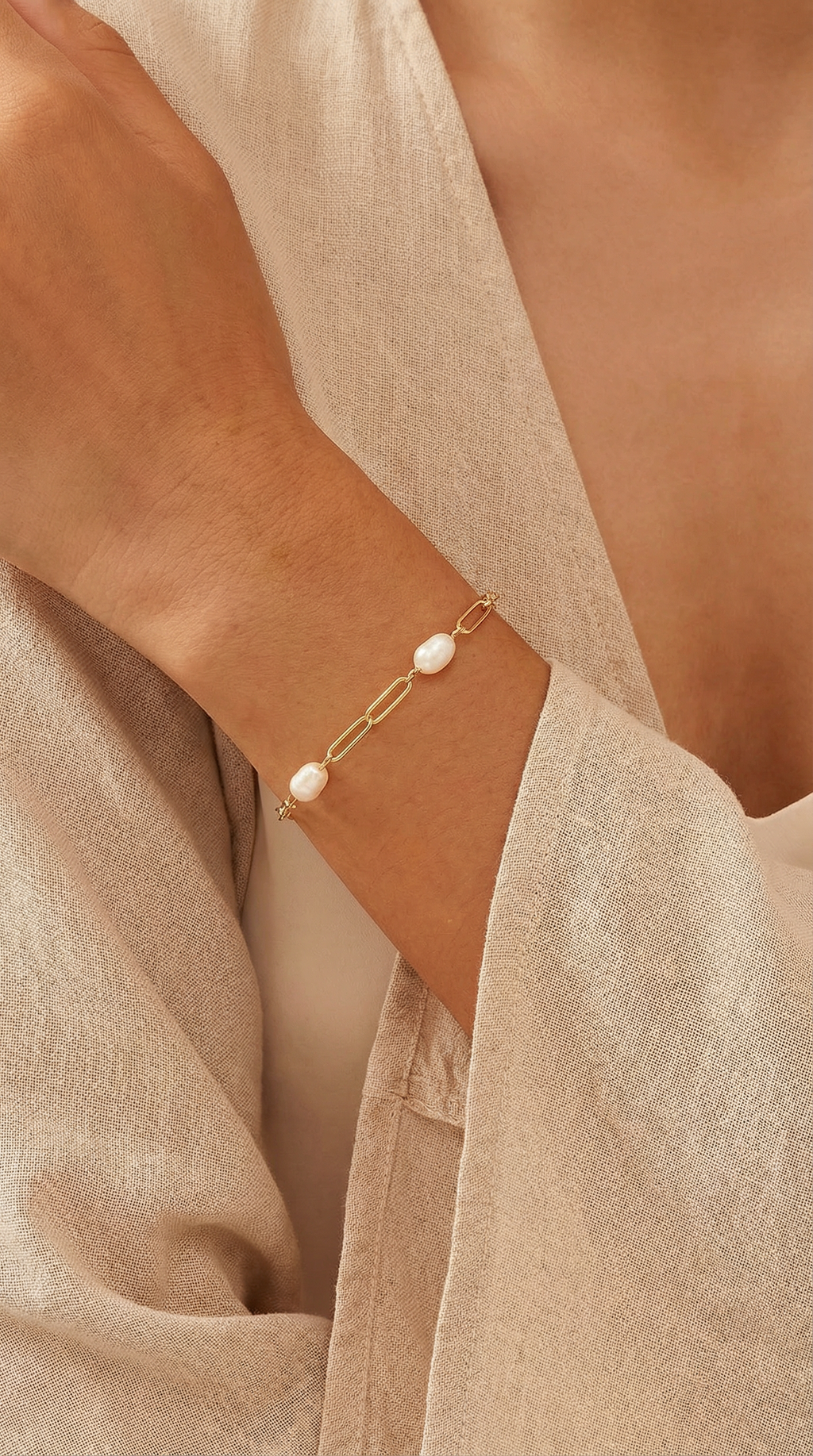 Pearl Paperclip Bracelet